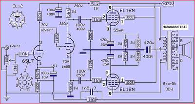 Schema EL12 Versterker
