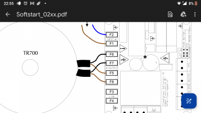 Een trafo hang je aan F6 en F5, de andere aan F7 en F8.