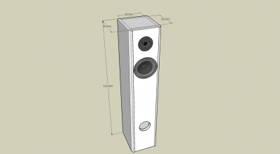 Maten van de zuil van een vriend van mij. Te zien is dat er twee voorplaten gebruikt worden, zodat de houten strips geplaatst kunnen worden zonder dat dit ten koste gaat van de stevigheid van de box.