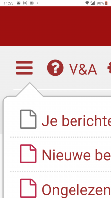 Mobiel uitklapmenu, ingezoomd