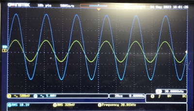 0.3Vin 10V rms uit op 30 KHz