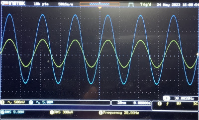 0.3V in 10 Vrms uit op 30 Hz
