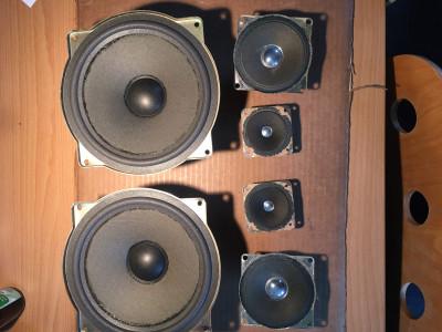 Alle luidsprekerunits voor de 2 Akai luidsprekerkasten.