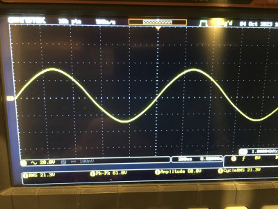 21,3 Volt output over 8 Ohm is 56.7 Watt
