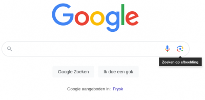 Op rechter ikoontje (Zoeken op afbeelding) klikken om Google Lens te openen.