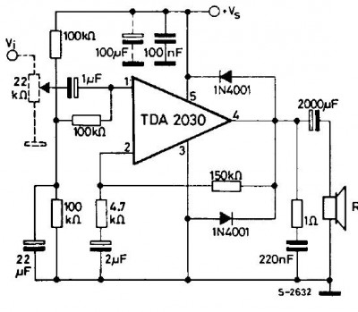 Schema TDA2030 versterker