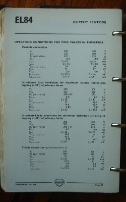 EL84, classic operating conditions