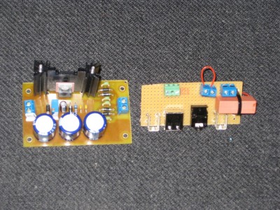 De bovenkant van het schakelprintje met usb en de dsp voeding