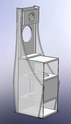 Achterzijde Linkwitz Orion v3.5<br />zijwanden doorzichtig ter illustratie