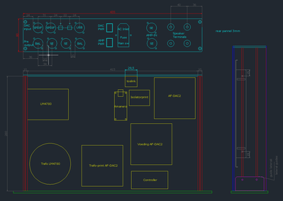 Grove lay-out en achterplaat indeling voor AF-DAC2/LM4780 combi