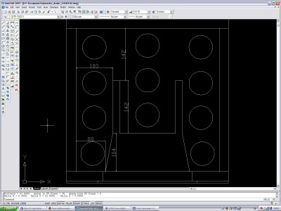 Tekening in AutoCAD. Puur voor de maten.